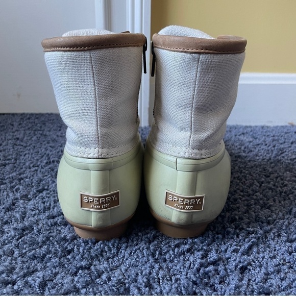SPERRY Women’s Duck Boot Size 7.5 Cream Gold Sparkle Bean Boot Preppy - Picture 8 of 14
